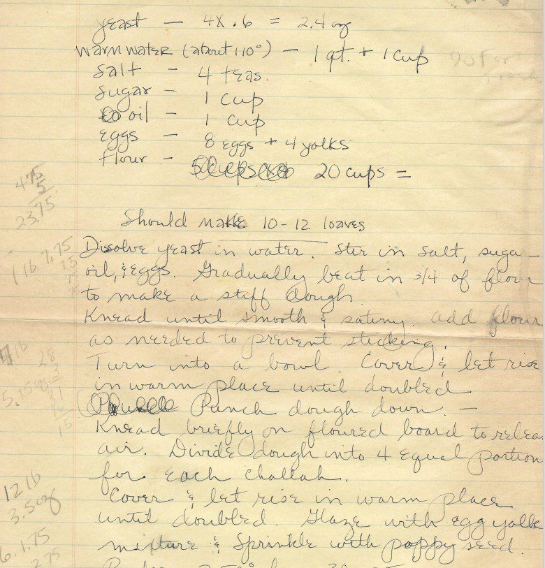 A handwritten recipe for a meal with potatoes.