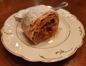 Apple Strudel is a flaky, sweet enough strudel