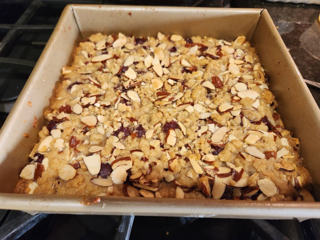 A box of almonds on top of the counter.